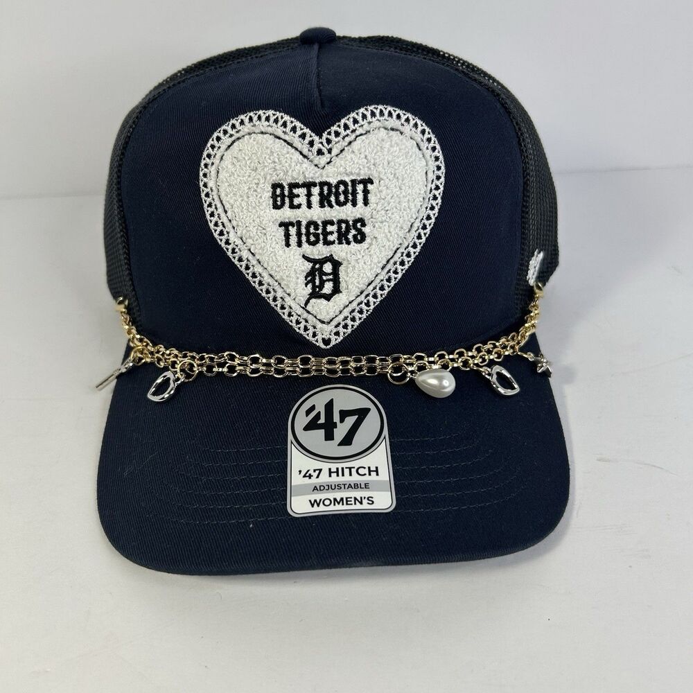 Detroit Tigers Women's '47 Blinged Out Charm Hitch Navy Trucker Adjustable Hat